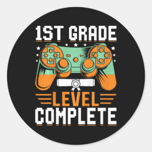 1st Grade Level Complete Graduation Video Game Con Classic Round Sticker