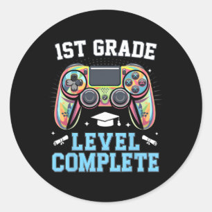 1st Grade Level Complete Last Day Of School Gamer Classic Round Sticker