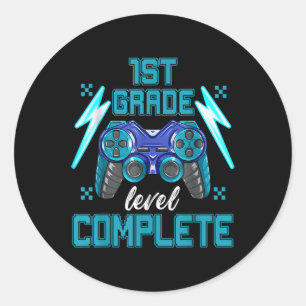 1st Grade Level Complete Video Game Last Day Of Sc Classic Round Sticker