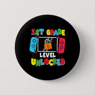 1st Grade Level Unlocked Back To School First Day 6 Cm Round Badge