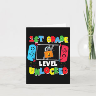 1st Grade Level Unlocked Back To School First Day Card