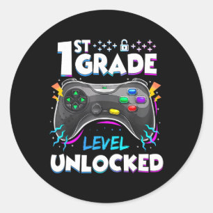 1st Grade Level Unlocked Back To School First Day Classic Round Sticker