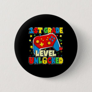 1st Grade Level Unlocked Funny Gamer Boys Ck To Sc 6 Cm Round Badge