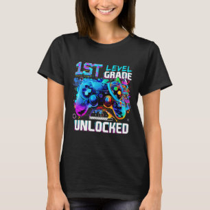 1st Grade Level Unlocked Gamer Boys Kids First Day T-Shirt