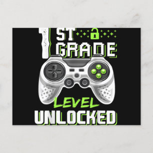 1st Grade Level Unlocked Gamer First Day Of School Postcard