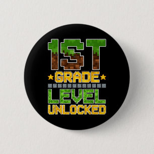 1st Grade Level Unlocked Gamer Funny Ck To School 6 Cm Round Badge