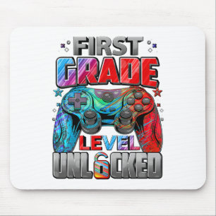 1st Grade Level Unlocked Gaming Gamer Boys Back To Mouse Pad