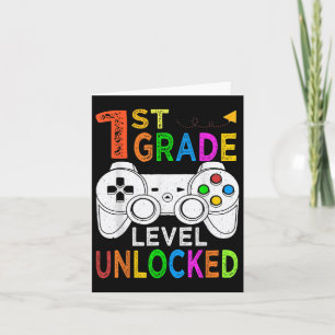 1st Grade Level Unlocked Video Game Back To School Card