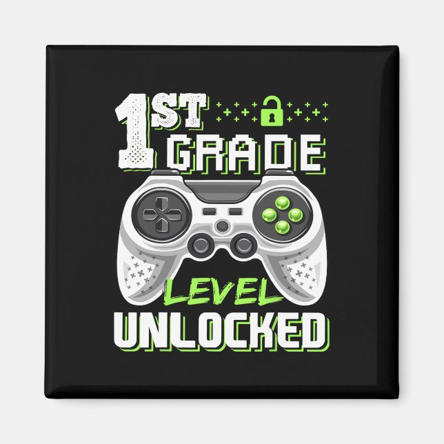 1st Grade Level Unlocked Video Game Back To School Magnet (Front)