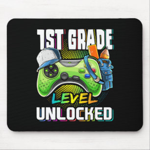 1st Grade Level Unlocked Video Game Back To School Mouse Pad