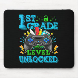 1st Grade Level Unlocked Video Game Back To School Mouse Pad
