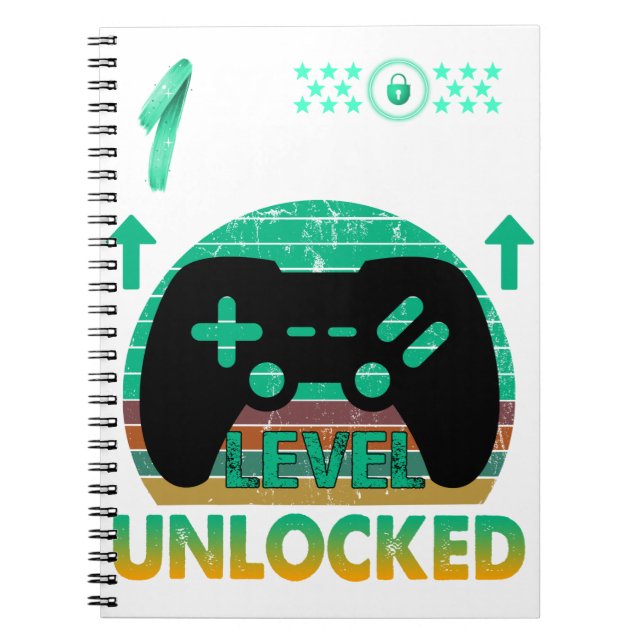 1st Grade Level Unlocked Video Game Back to School Notebook (Front)