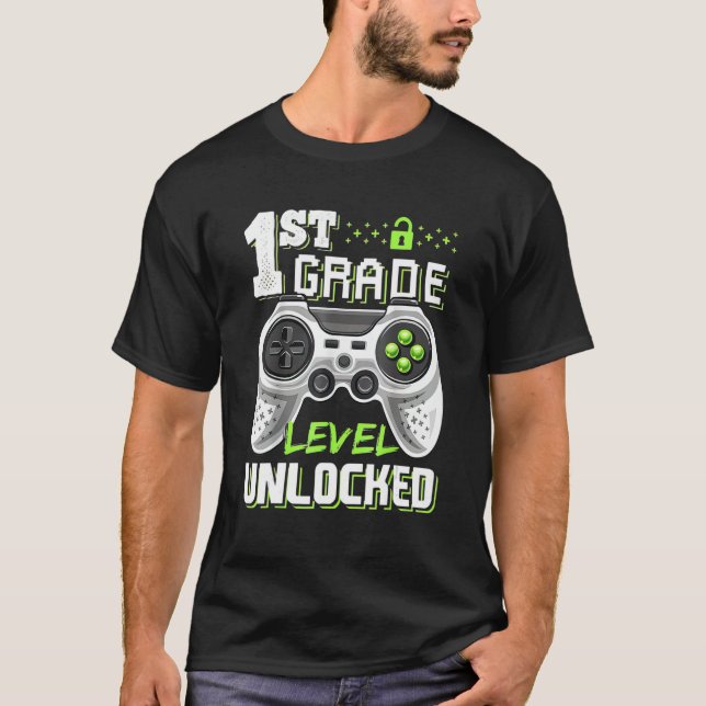 1st Grade Level Unlocked Video Game Back To School T-Shirt (Front)