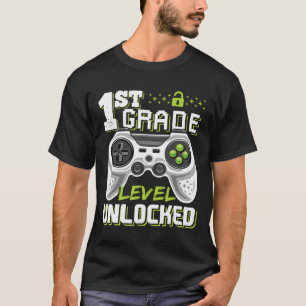 1st Grade Level Unlocked Video Game Byck To School T-Shirt