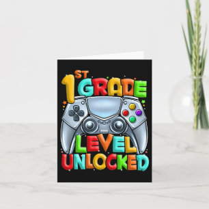1st Grade Level Unlocked Video Gamer Back To Schoo Card