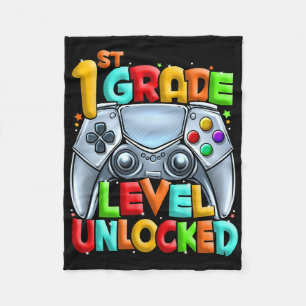 1st Grade Level Unlocked Video Gamer Back To Schoo Fleece Blanket