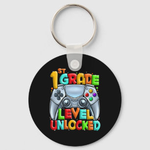 1st Grade Level Unlocked Video Gamer Back To Schoo Key Ring