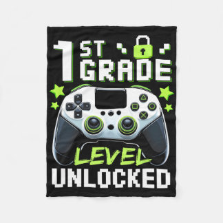 1st Grade Level Unlocked Video Gamer Ck To School  Fleece Blanket