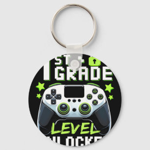 1st Grade Level Unlocked Video Gamer Ck To School Key Ring