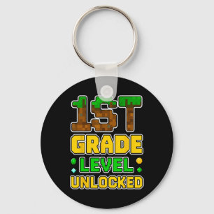1st Grade Level Unlocked Video Gamer Pixel Ck To S Key Ring