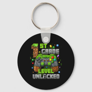 1st Grade Level Unlocked Video Gamer Pixel Ck To S Key Ring
