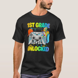 1st Grade Level Unlocked Video Gamers First Day Of T-Shirt