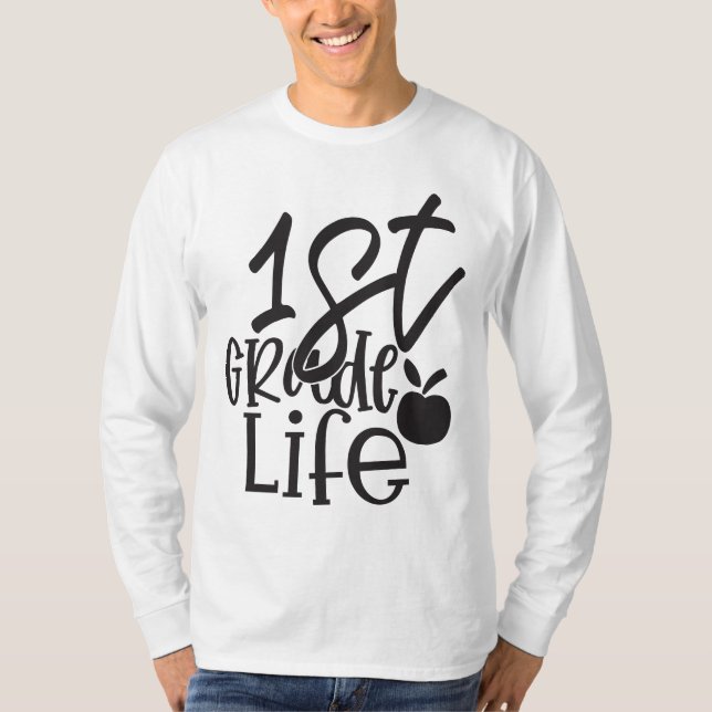 1st grade life white black Basic Long Sleeve  T-Shirt (Front)