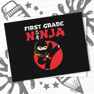 1st Grade Ninja Kick First Day Back To School Postcard