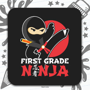 1st Grade Ninja Kick First Day Back To School Square Sticker