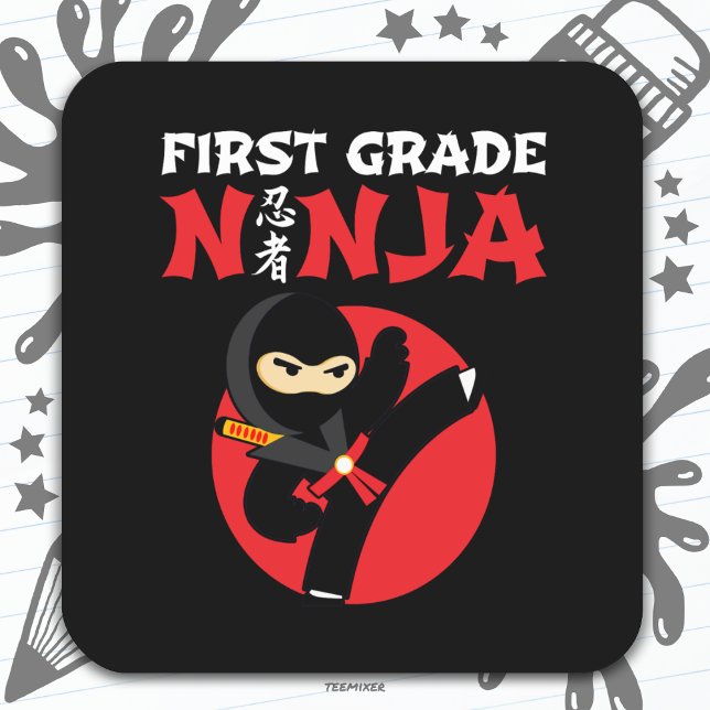 1st Grade Ninja Kick First Day Back To School Square Sticker (Creator Uploaded)