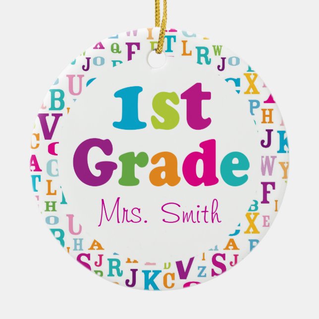 1st Grade Personalised School Teacher Ornament (Front)