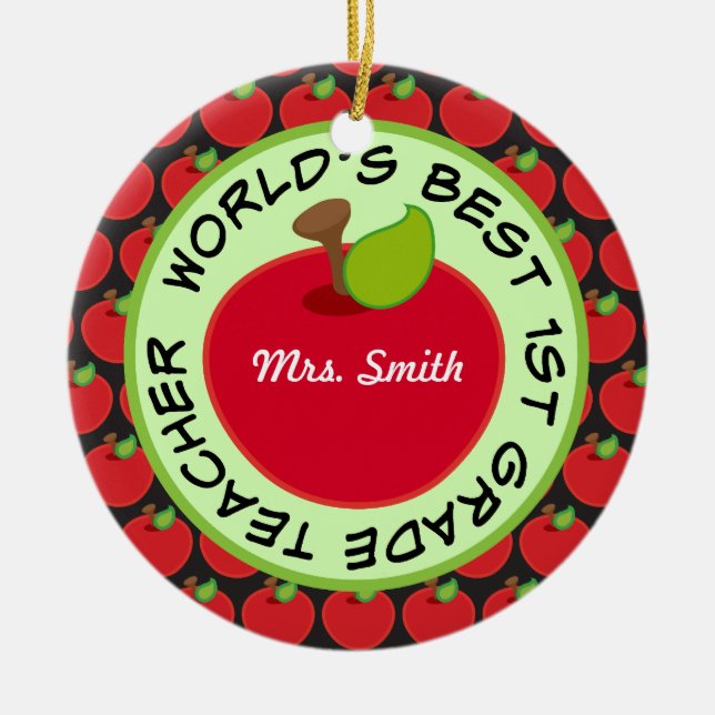1st Grade Personalised Teacher Gift Ornament (Front)