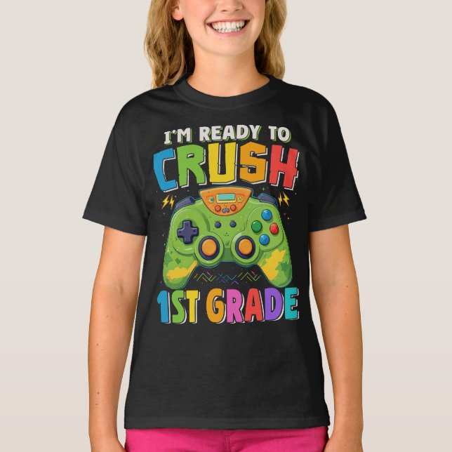 1st Grade Rainbow Back to School Teacher T-Shirt (Front)