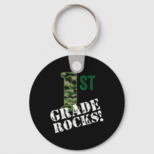 1st Grade Rocks Camo First Grader Back To School C Key Ring