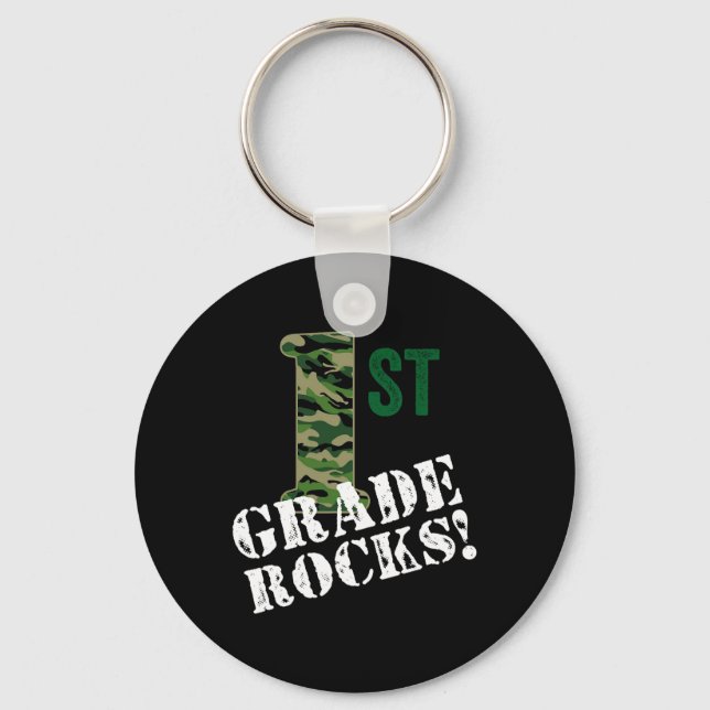 1st Grade Rocks Camo First Grader Back To School C Key Ring (Front)