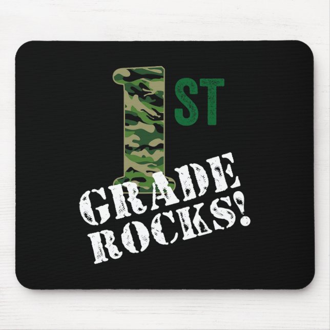 1st Grade Rocks Camo First Grader Back To School C Mouse Pad (Front)