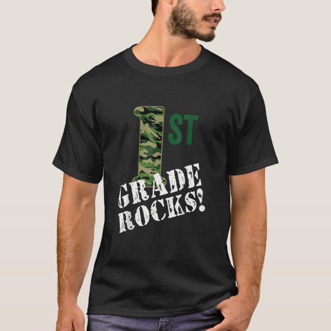 1st Grade Rocks Camo First Grader Back To School C T-Shirt (Front)