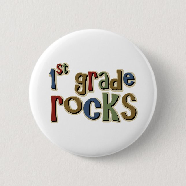 1st Grade Rocks First 6 Cm Round Badge (Front)