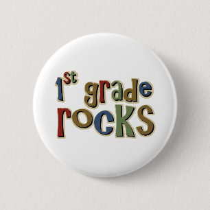 1st Grade Rocks First 6 Cm Round Badge