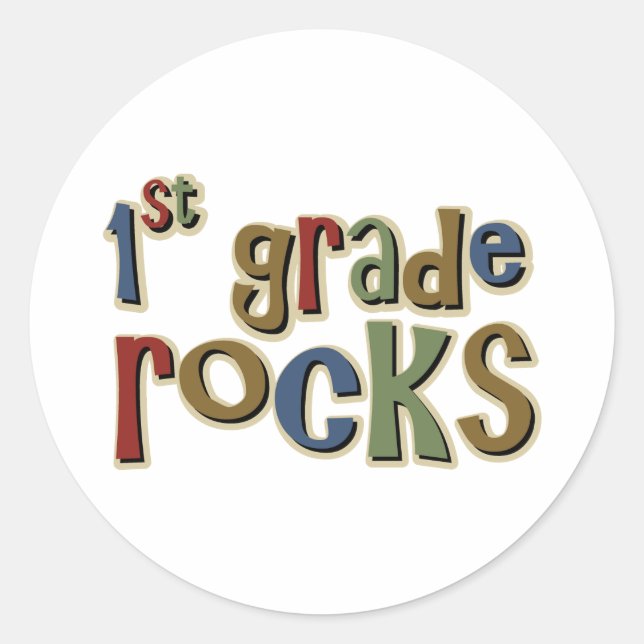1st Grade Rocks First Classic Round Sticker (Front)