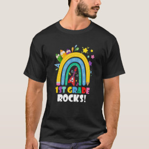 1st Grade Rocks First Day Back To School Rainbow B T-Shirt