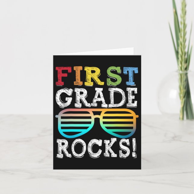 1st Grade Rocks First Grade Squad Back To School T Card (Front)
