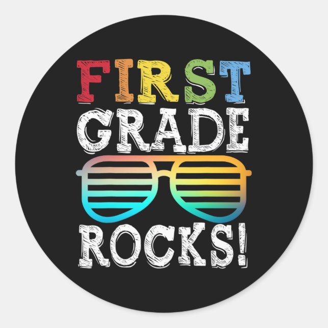 1st Grade Rocks First Grade Squad Back To School T Classic Round Sticker (Front)