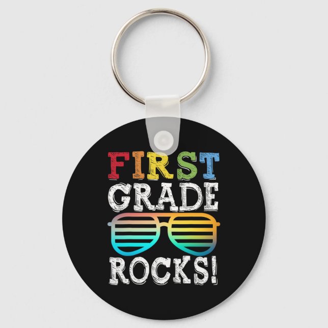 1st Grade Rocks First Grade Squad Back To School T Key Ring (Front)