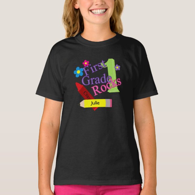 1st Grade Rocks For Girls T-Shirt (Front)