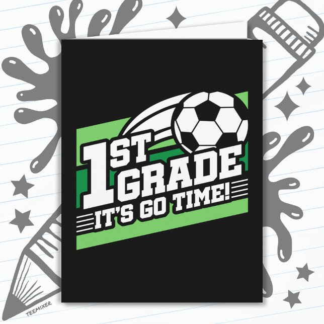 1st Grade Soccer Football First Day Back To School Card (Creator Uploaded)