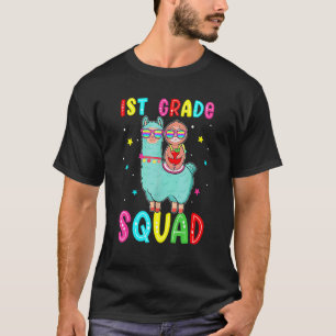 1st Grade Squad Cute Sloth Ridding Llama Back To S T-Shirt