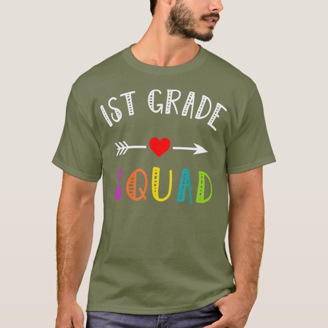 1st Grade Squad First Teacher Student Team Back T-Shirt (Front)