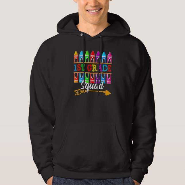 1st Grade Squad First Teacher Student Team Back To Hoodie (Front)