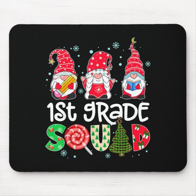 1st Grade Squad Gnome Teacher Christmas Ne Buffalo Mouse Pad (Front)